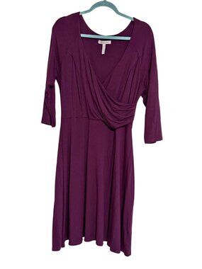 Bravissimo Plum Wrap Dress Sz US 12 / UK 16 Really Super Curvy Fit & Flare